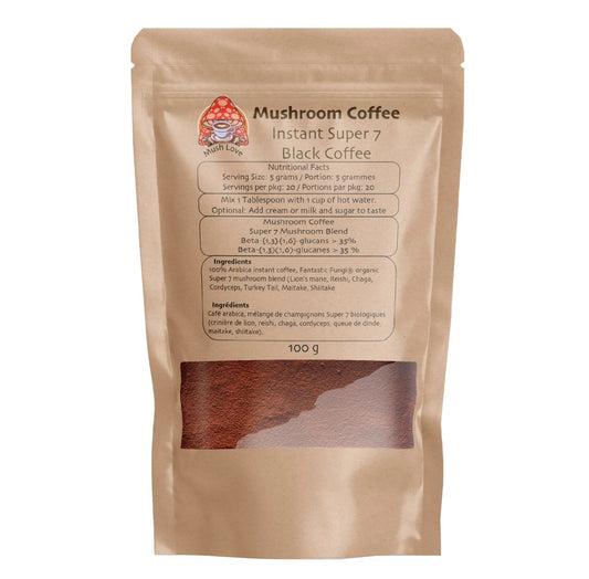 Mushroom Coffee - Premium Instant Arabica Organic Coffee - 7 Mushroom Extract Blend