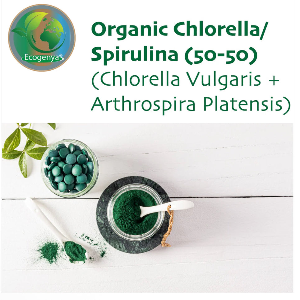 Chlorella Spirulina Tablets - Organic Superfood Supplement - 500 mg
