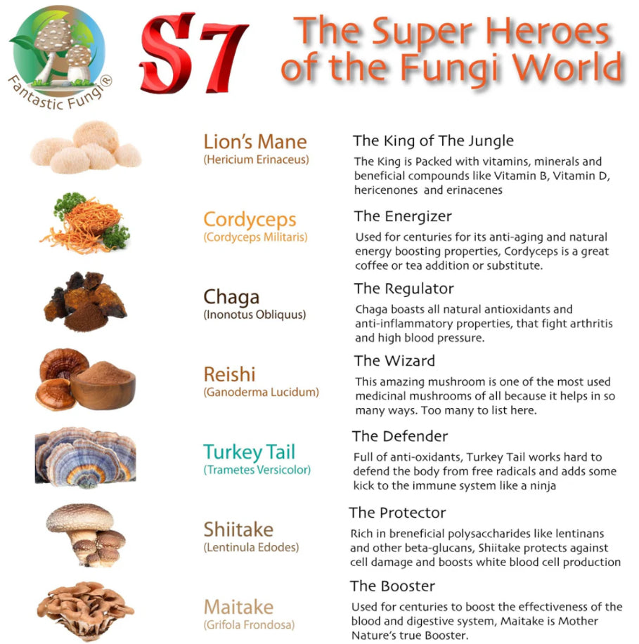 Organic Super Seven Mushroom blend extract Capsules