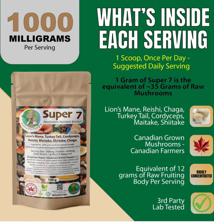Organic Super 7 Mushroom Blend Extract Powder
