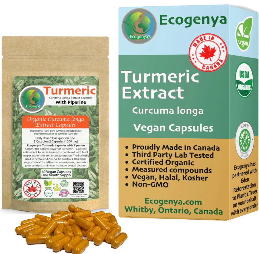 Organic Turmeric Capsules - 1200mg - High Potency with 95% Curcumin & Piperine