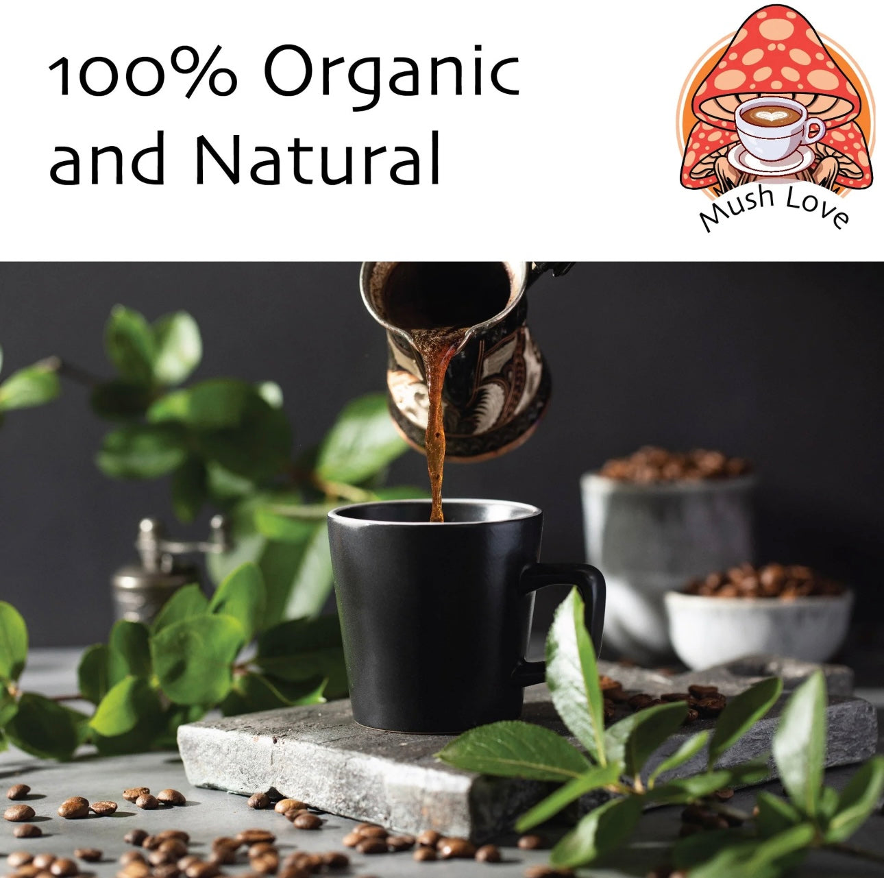 Mushroom Coffee - Premium Instant Arabica Organic Coffee - 7 Mushroom Extract Blend