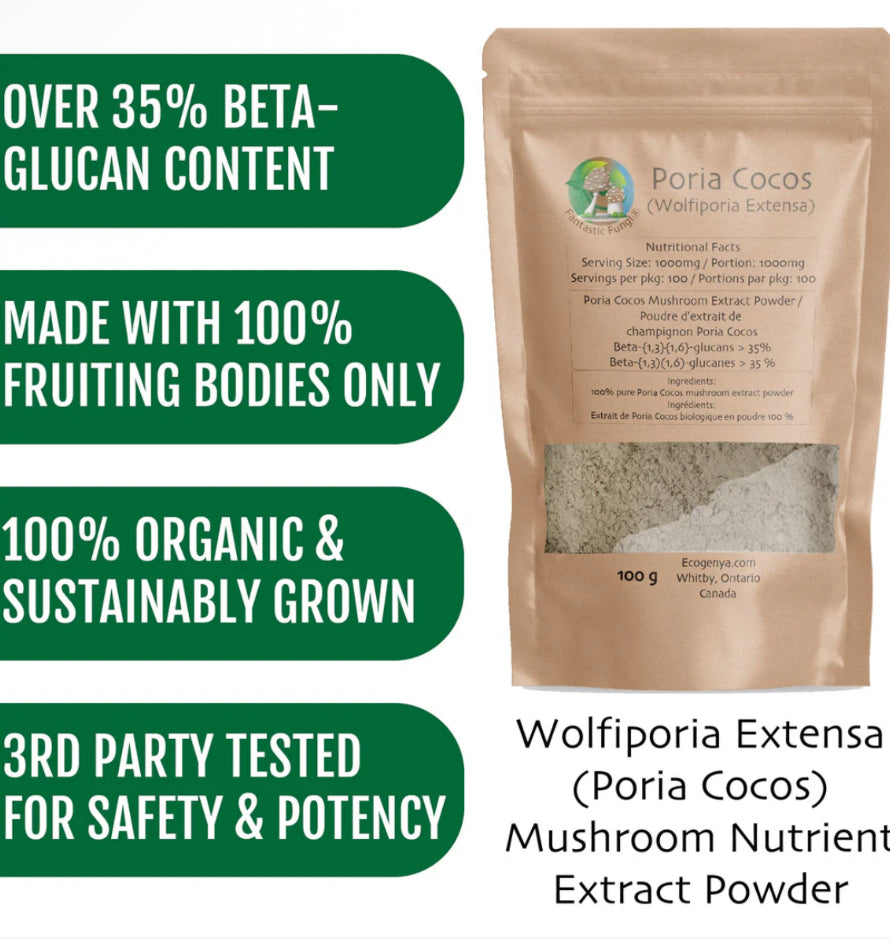 Wolfiporia Cocos (Poria Cocos) High Potency - 35% Betaglucans